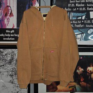 vintage y2k 2000s vans brown thermal lined zip up heavy hoodie sweatshirt